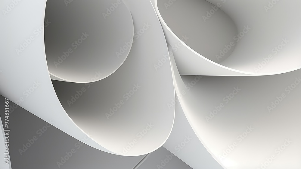Aufkleber abstract white and gray background with curved lines and shapes. this modern design is perfect for a