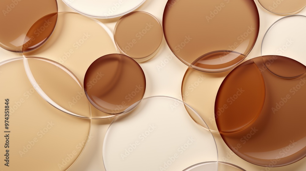 Poster a minimalist abstract background with overlapping circles in shades of brown and beige.