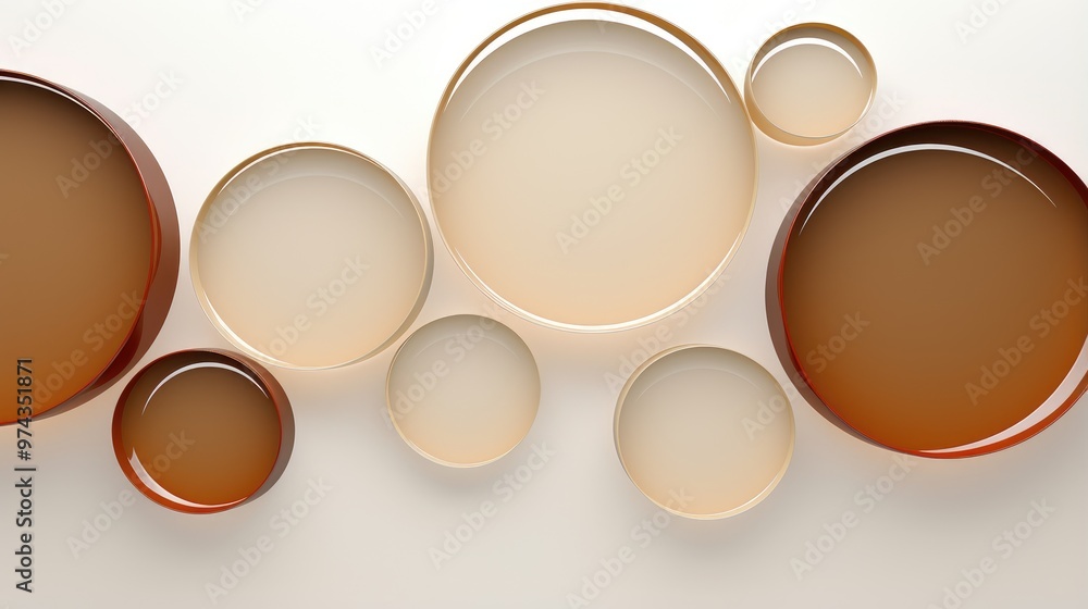 Poster abstract background with overlapping circles in shades of brown and beige.