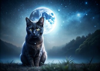 Obraz premium Mysterious Midnight Meow