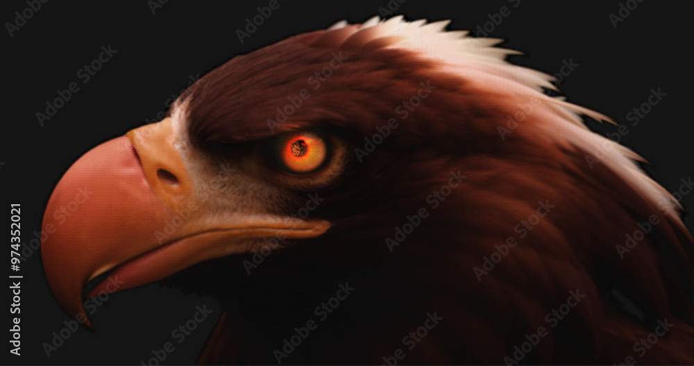 Poster eagle eye close-up portrait made of hexagonal polygons. honeycomb pattern. vector illustration.
