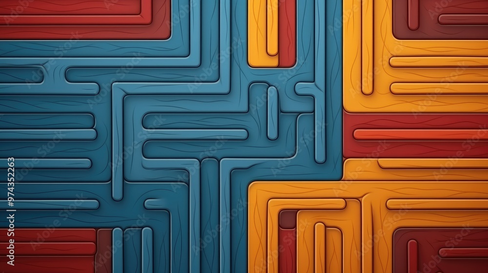 Poster a colorful abstract background with geometric shapes and wood grain texture.