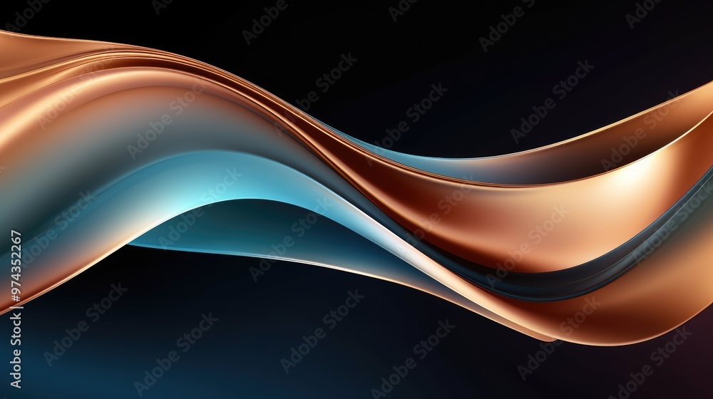 Poster abstract background with a smooth, flowing wave of gold and blue. the colors blend seamlessly, creat