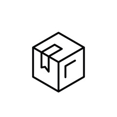 Black and white line art illustration of a box with a flap.