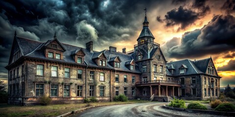 Obraz premium Ominous creepy abandoned asylum dark atmosphere style