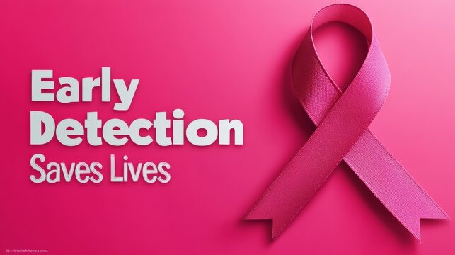 Early Detection Saves Lives: Pink Ribbon Breast Cancer Awareness Poster 1