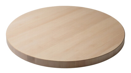 Round wooden chopping board isolated on transparent background, png.