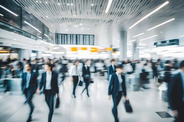 Fototapeta premium blurred business people in a modern corridor.