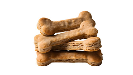Dog bone shaped biscuits or dog treats isolated on transparent background PNG. Animal food png.