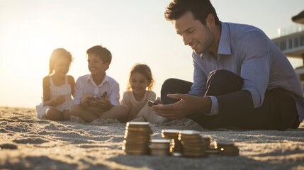 Financial Freedom or Family Time?  Businessman's Beachside Dilemma