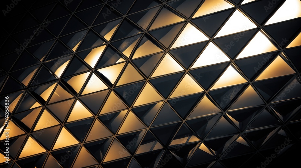 Aufkleber a geometric pattern of black and gold triangles creates a modern and abstract background.