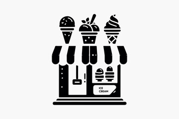 Ice Cream Shop Icon Silhouette Vector Illustration