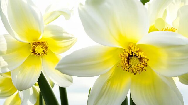 White and yellow daffodil flowers creating a fresh spring floral pattern