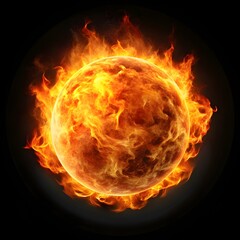 burning sphere with flames set against the starry cosmos