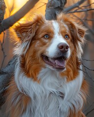 Golden Retriever Portrait in a Sunset
