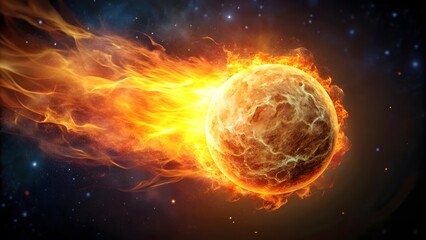 fiery sphere blazing through space with glowing intensity