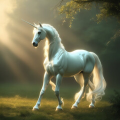 white unicorn horse running