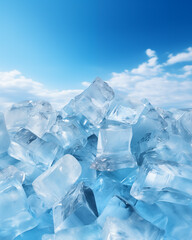 Obraz premium Ice cubes and bright blue skies Gives a refreshing feeling