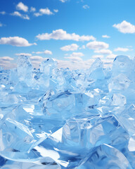 Ice cubes and bright blue skies Gives a refreshing feeling