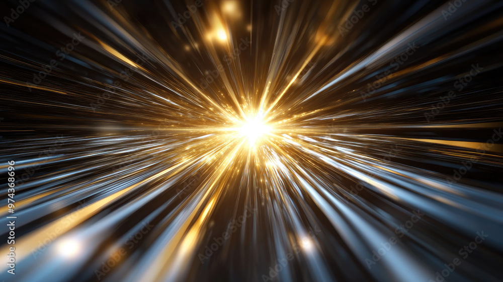 Poster a glowing starburst effect radiates from central point against dark background, creating mesmerizing