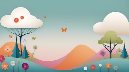 Illustration of cartoon season floral background design