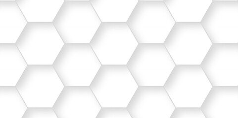 Abstract pattern with hexagonal white and gray technology line paper background. Hexagonal grid tile and mosaic structure mess cell. white and gray hexagon honeycomb geometric copy space.