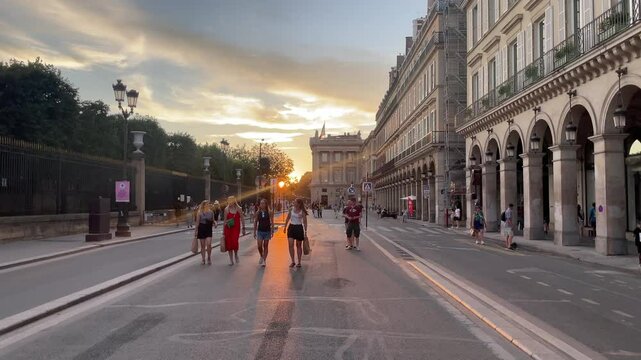 people walking in paris,