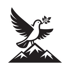 dove and peace sign, dove of peace black silhouette logo