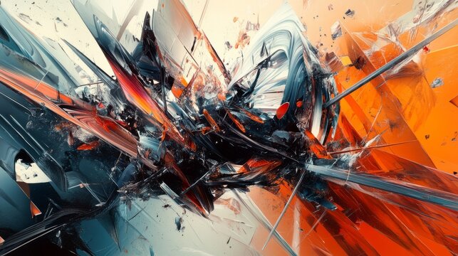 3D Abstract Art: Bold Colors, Complex Shapes, Futuristic Design