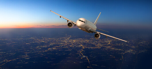 The passenger liner takes off