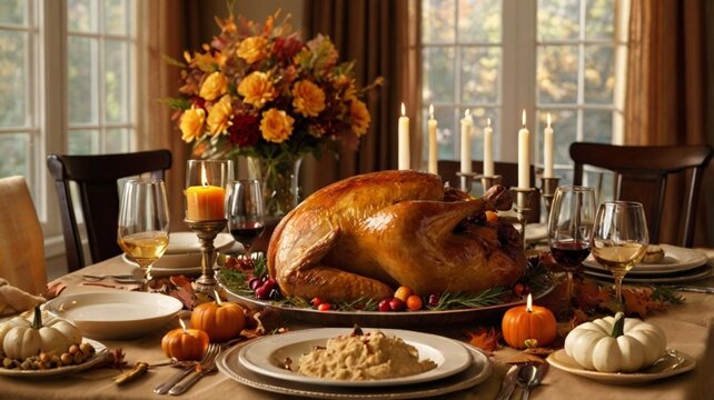 a Thanksgiving dinner table