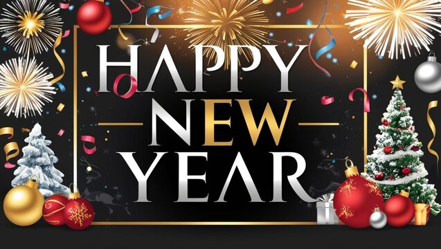 a festive bright New Year's card