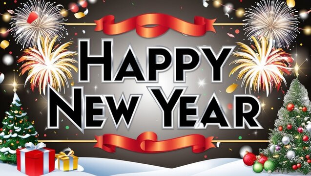 a festive bright New Year's card