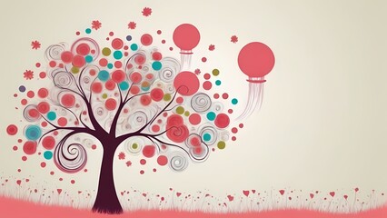 Illustration of cartoon season floral background design