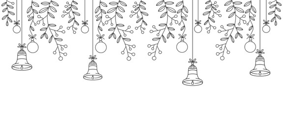 christmas tree decoration, christmas vector , christmas ball line art style illustration