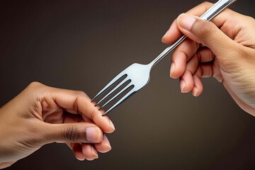 hands with fork