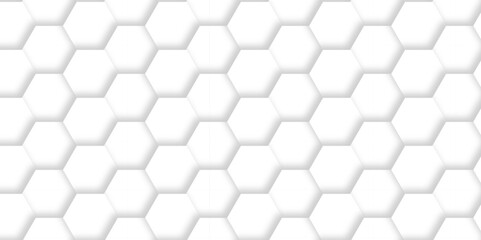 Vector abstract 3d white hexagon realistic mesh cell honeycomb texture. geometric white grid emboss hexagonal background. luxury emboss honeycomb white pattern shadow polygonal square web connection.