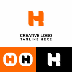 Stylish logo design suitable for company. Letter H logo with orange color example.