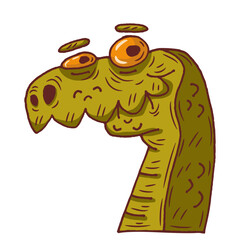 Dinosaur green head cartoon character. Vector illustration isolated on white.