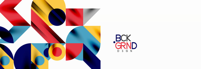 Trendy colorful circles, lines, arrows, triangles and other geometric shapes. Vector Illustration For Wallpaper, Banner, Background, Card, Book Illustration, landing page