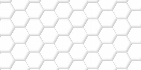 Vector abstract 3d white hexagon realistic mesh cell honeycomb texture. geometric white grid emboss hexagonal background. luxury emboss honeycomb white pattern shadow polygonal square web connection.