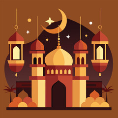 Ramadan Kareem Islamic greeting card background vector illustration