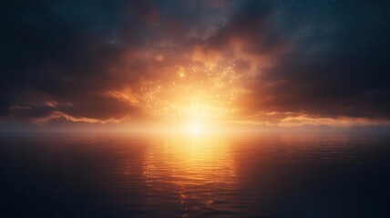 Obraz premium Diwali fireworks reflected in a calm lake, stunning colors, 3D illustration