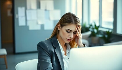 Fototapeta premium beautiful young woman headache pain 