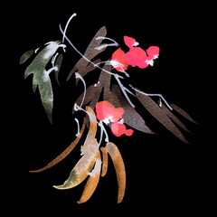 Neon watercolour leaves and flowers