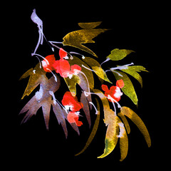 Neon watercolour leaves and flowers