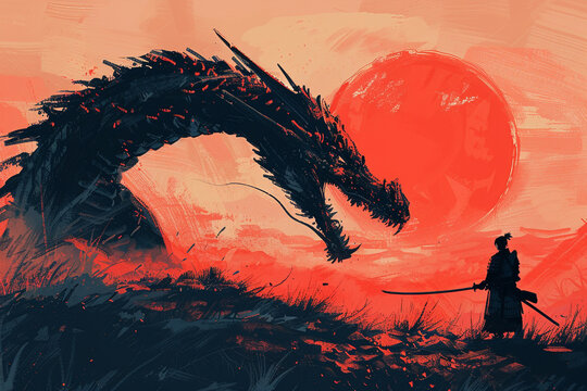 sekiro figting a dragon minimalistic