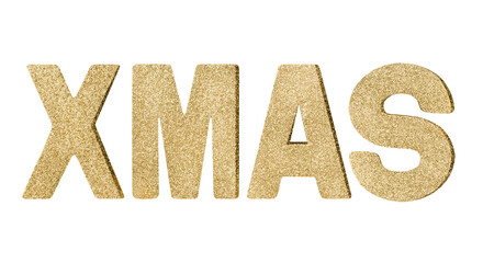 XMAS Christmas golden letters isolated on transparent background PNG cut out