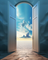 Arched door, Roman style, fantasy style, penetrating dimensions.