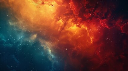 Vibrant Cosmic Nebula Swirling with Fiery Hues and Ethereal Radiance